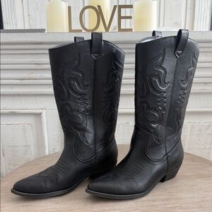 Black Western Cowboy Boots sz 9 Good Condition